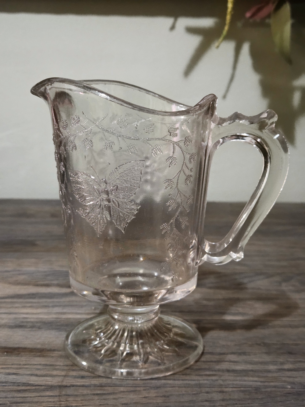 Vintage EAPG Footed Creamer Glass Butterfly Pattern